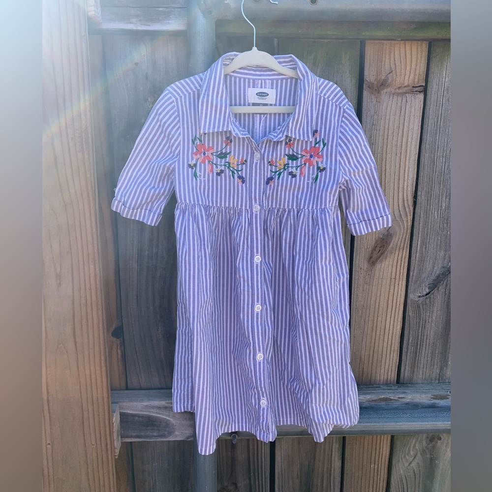 Girls Embroidered Shirt Dress